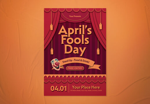 Red and Gold Handmade April's Fools Day Flyer