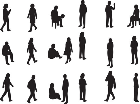Axonometric people silhouette vector