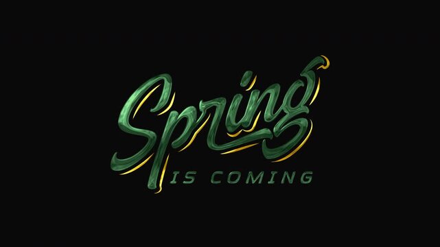Animated Text spring is coming in stylized green font. Perfect for seasonal promotions, greeting cards, social media posts, or website banners.