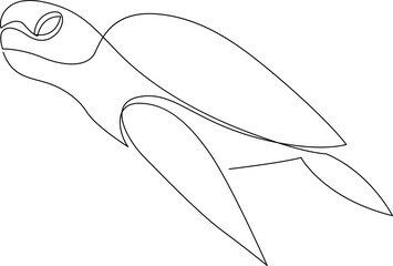 A simple line drawing of a sea turtle swimming gracefully in the ocean. Vector © Servo Graphics