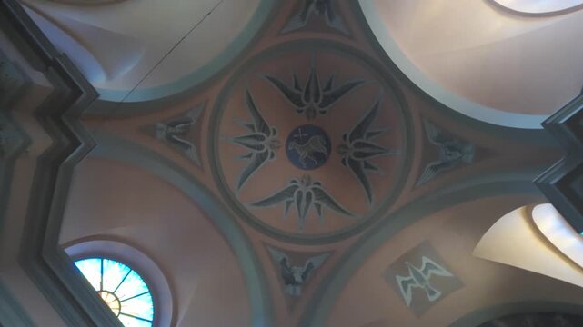 VIRA, SWITZERLAND - MAY 14, 2025:  Interior of The San Carlo Borromeo Church