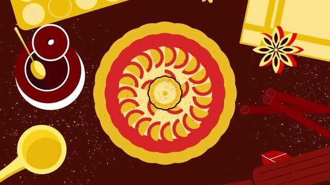 Animated illustration of freshly baked apple pie