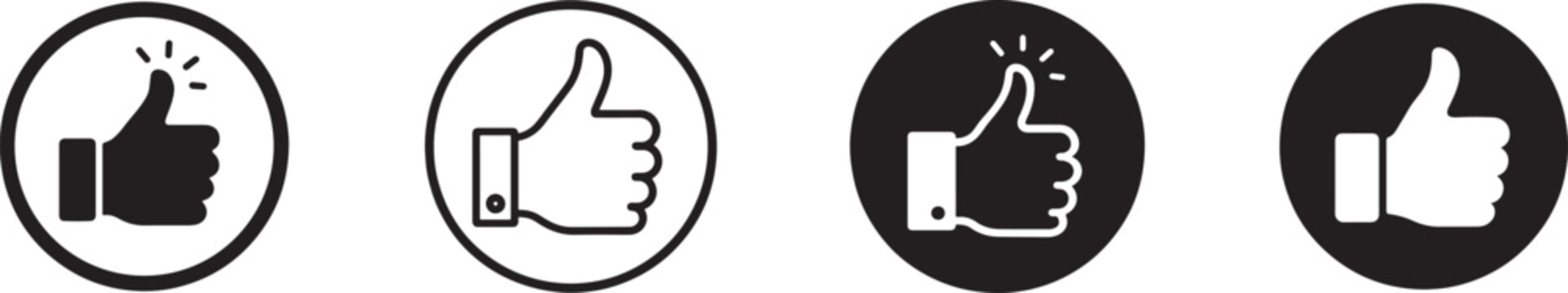 Like, confirm, good and thumb up icon set. Approval, feedback, rating vector EPS symbols.