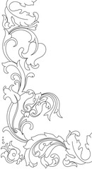 Designing vintage corner patterns, floral swirls, classic style.