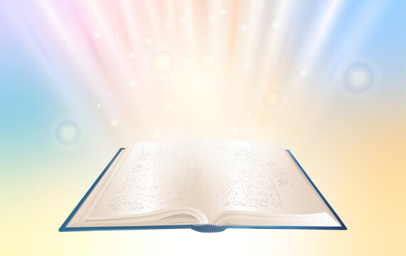 Open Bible with heavenly light for Christian bible study and spiritual learning