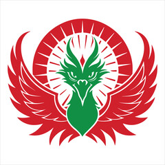 Fototapeta premium Vector logo of Phoenix Dragon Hybrid