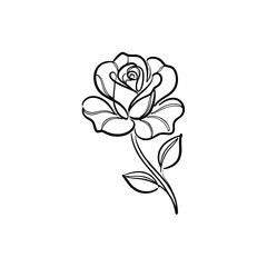 Obraz premium Romantic Rose Outline Symbol