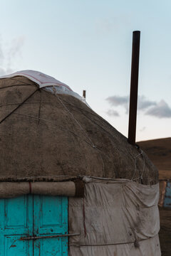 Traditional yurt on a road trip through Kyrgyzstan