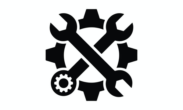 Gear and Wrench Mechanic Tools Icon &ndash; Industrial Repair Symbol