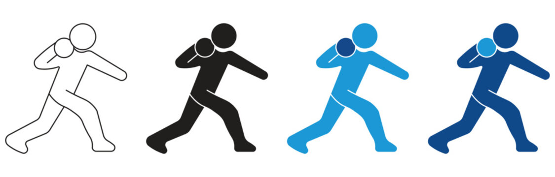 Shot Put Icon Set Multiple Style Collection. Vector illustration.