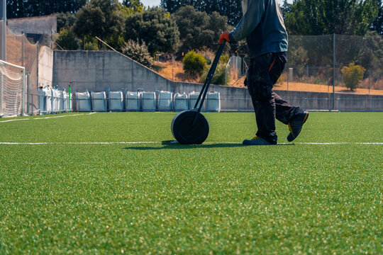 Soccer field renovation with new turf installation