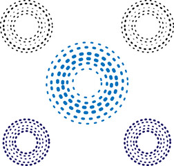 Geometric pattern of interconnected circular formations with central focus