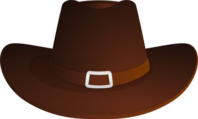 Traditional Brown Hat with Silver Buckle Illustration