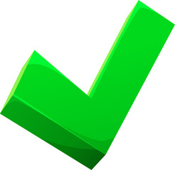 Shiny Green 3D Checkmark Icon for Success and Approval