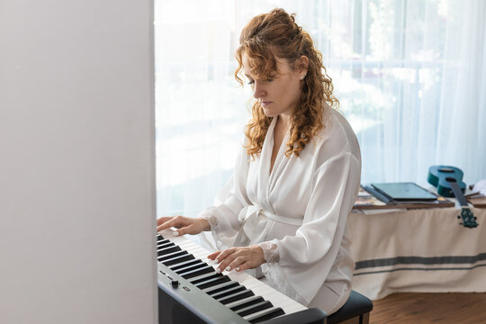 Woman enjoying music as a leisure time hobby