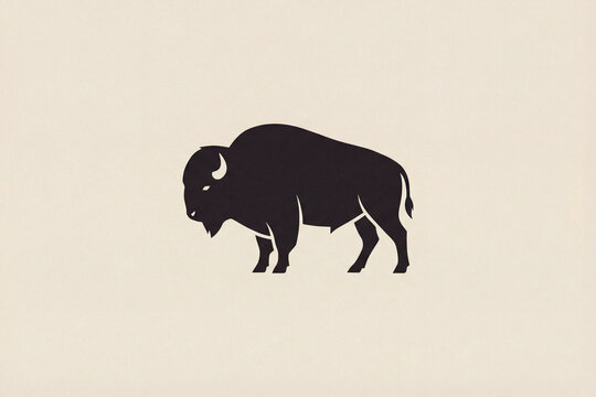 minimal side view bison silhouette on neutral background