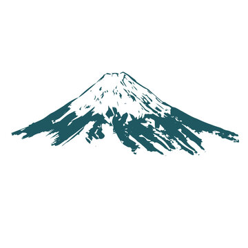fuji mountain volcano japanese chinese vector ink traditional asian design isolated