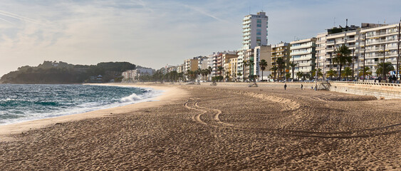 Beach. Lloret de Mar (Spain), January 13, 2026. Lloret Beach. This is one of the most popular tourist destinations on the Costa Brava, in the region of Catalonia.