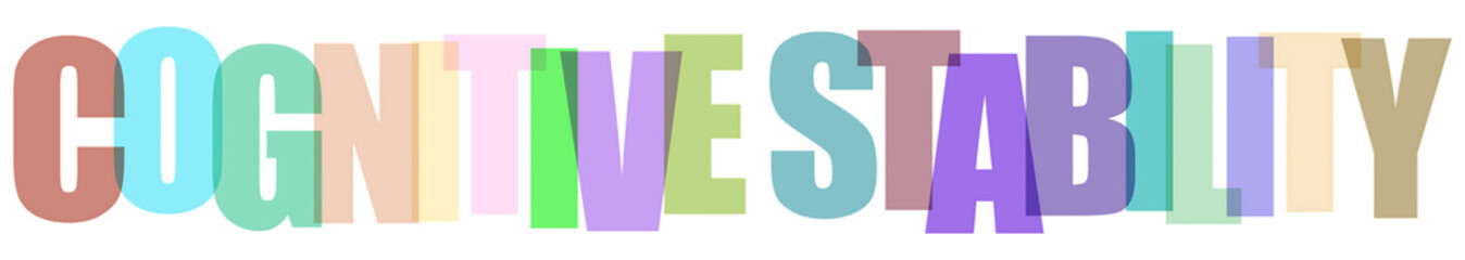 Colorful gradient text cognitive stability on black background