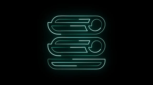 Glowing neon line Lefse free icon animation. Food animation HD video isolated on black background.