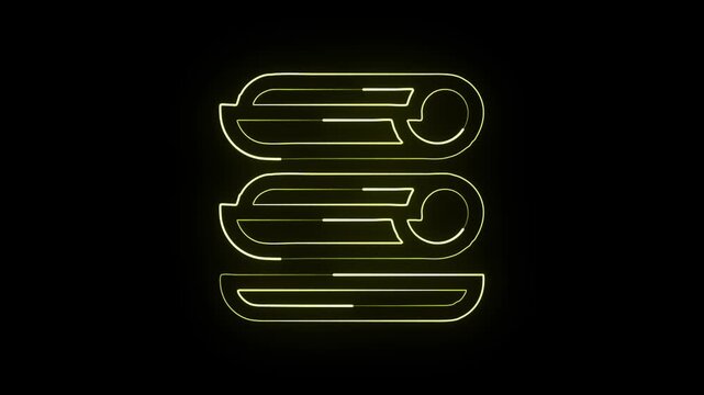 Glowing neon line Lefse free icon animation. Food animation HD video isolated on black background.