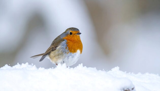 Robin in Winter - A Vibrant Bird Amidst the Snowy Landscape.