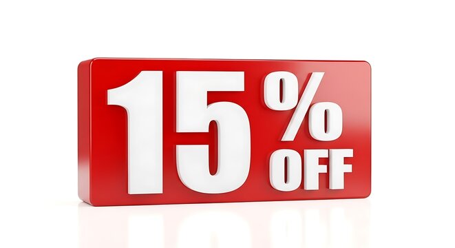 Red Discount Tag with 15 Percent Off.