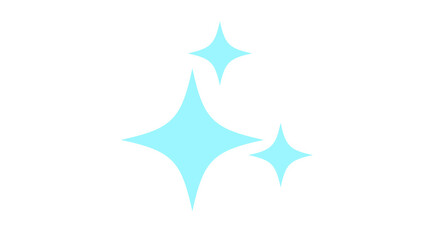 Obraz premium Three sparkling cyan stars on a white background, representing shine or cleanliness