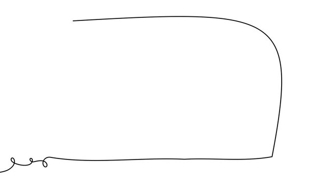 Continuous line frame one pencil border square art black vector doodle. Frame scribble continuous shape blank stroke drawn simple linear box background abstract card line poster logo digital drawing.