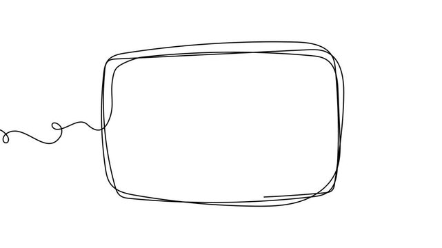 Continuous line frame one pencil border square art black vector doodle. Frame scribble continuous shape blank stroke drawn simple linear box background abstract card line poster logo digital drawing.