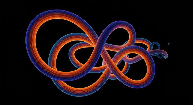 Abstract representation of a convoluted journey or complex system showing unpredictable routes and interwoven pathways on a dark background, Abstract, journey, innovation