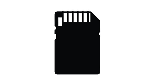 Black sd card icon isolated on a white background silhouette