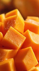 Fresh Mango Cubes &ndash; Juicy Texture Macro Close-Up