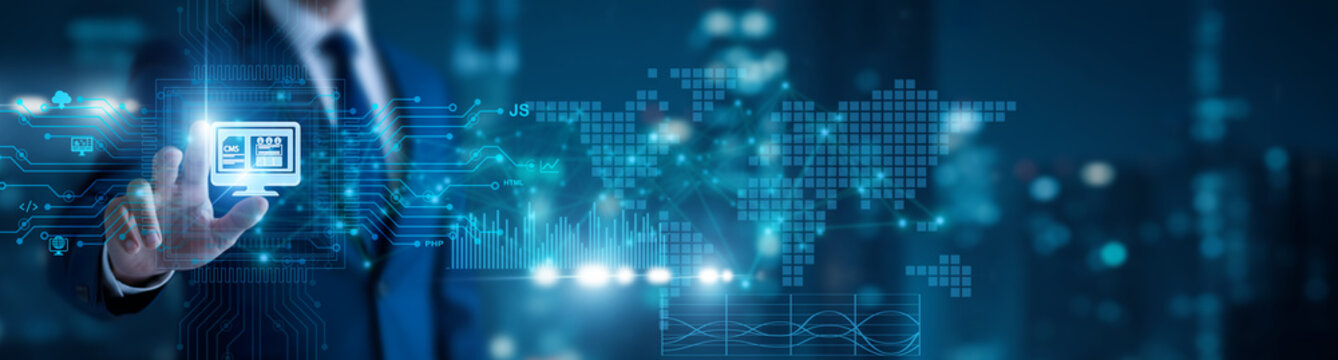 Web developer holding code interface. Web development builds and maintains websites and web applications using modern technologies.