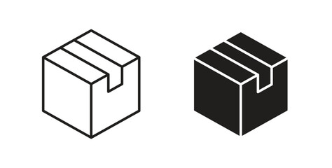 Box icon style design pack on white background. Thin line and clipart style © Karlee