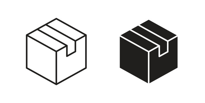 Box icon style design pack on white background. Thin line and clipart style
