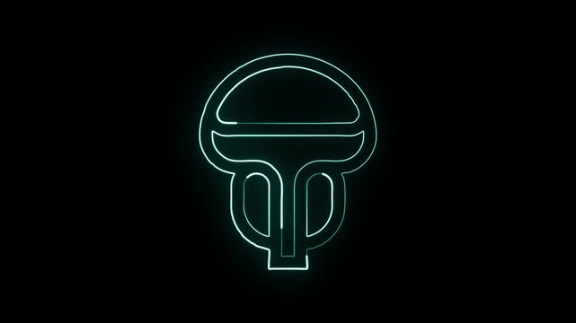 Glowing neon line prostate icon animation. Medical health animation HD video isolated on black background.