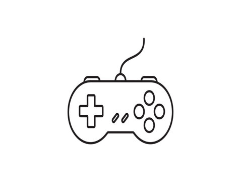 A simple line drawing of a wired video game controller