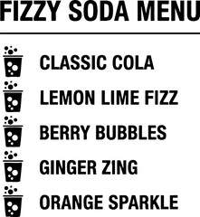 Obraz premium Refreshing Fizzy Drinks Menu with Various Soda Flavors