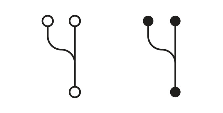 Code branch icon style design pack on white background. Thin line and clipart style