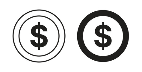 Obraz premium Coin icon style design pack on white background. Thin line and clipart style