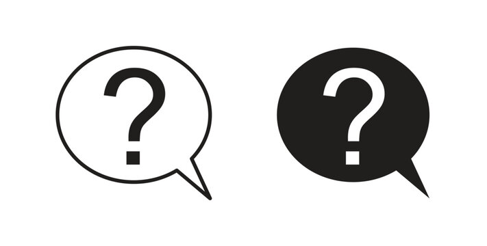Comment question icon style design pack on white background. Thin line and clipart style