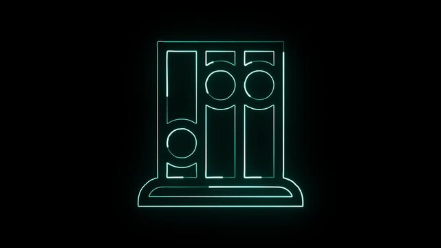 Glowing neon line Spirometer icon with breathing airflow animation. Medical device line icon animation HD video isolated on black background.
