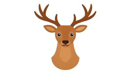 Fototapeta premium Cartoon Deer Head with Antlers Illustration on White Background.