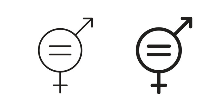Equality icon style design pack on white background. Thin line and clipart style