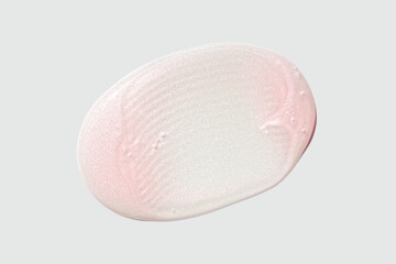 Light pink pearl liquid surface swatch beauty product  smudge of creamy luminous body lotion,...