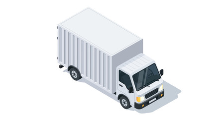 Isometric White Delivery Truck for Logistics and Transportation Services.