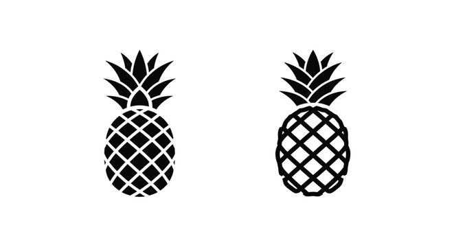 Two pineapple icons displayed in a stark black silhouette