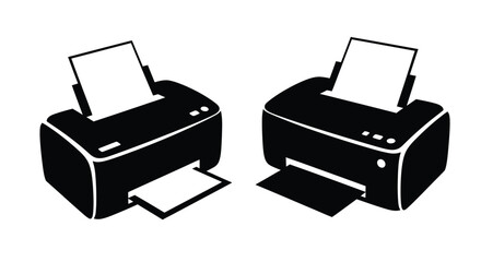 Two black printers displaying paper a striking silhouette © MDHANZALA