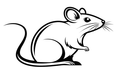 Obraz premium Minimalist mouse silhouette outline vector for animal lover graphics and rodent branding